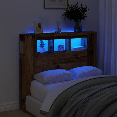 vidaXL Hoofdeinde met LED 120x18,5x103,5 cm bewerkt hout oud, Huis en Inrichting, Slaapkamer | Bedden, Nieuw, Verzenden