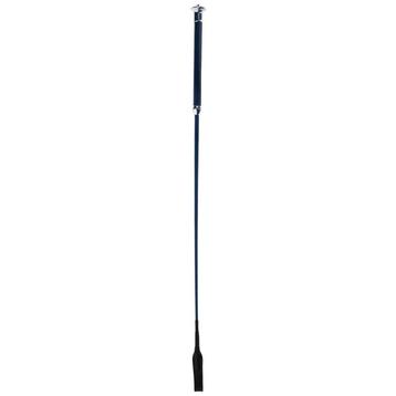 Springzweep navy 65cm, met kunstleren handvat en mepper -