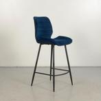 Barkruk Huskvarna - Donkerblauw velvet - 4-poot onderstel, Huis en Inrichting, Stoelen, Ophalen of Verzenden, Gebruikt