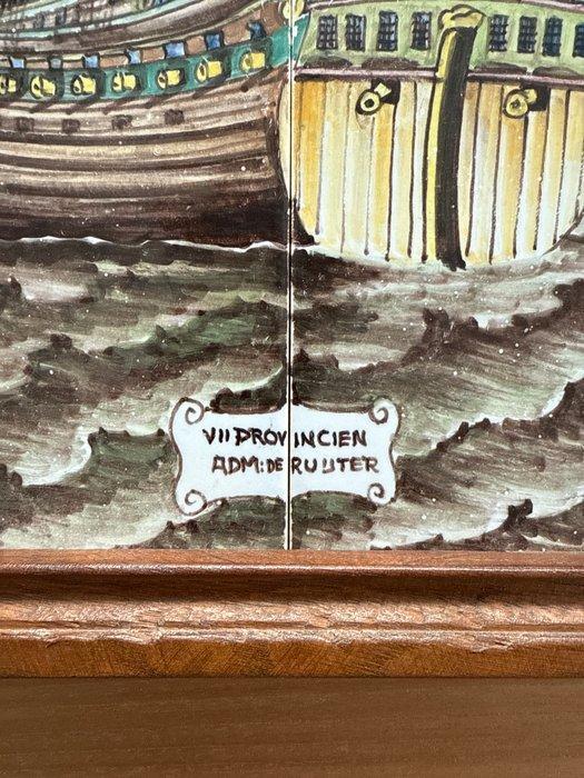 Tegel - Schip: De zeven provinciën - Tegeltableau -, Antiquités & Art, Antiquités | Verre & Cristal