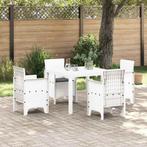 vidaXL Tuin Eettafel Set 5 pcs Wit Polt riet, Verzenden