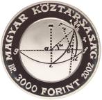 Hongarije. 3000 Forint 2002 János Bolyai 1 Oz Proof, Postzegels en Munten