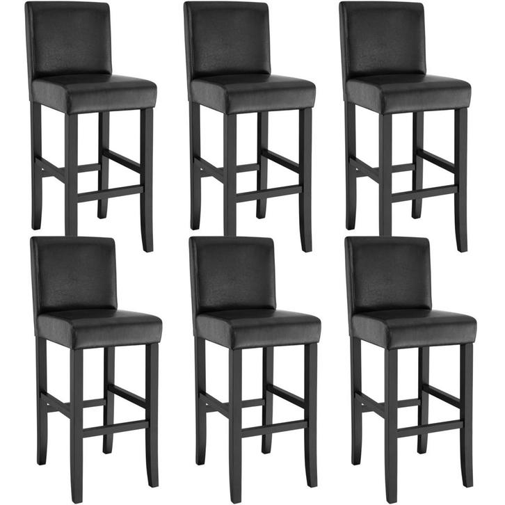 tectake Barkruk van kunstleer - zwart, Set van 6, Huis en Inrichting, Barkrukken, Verzenden