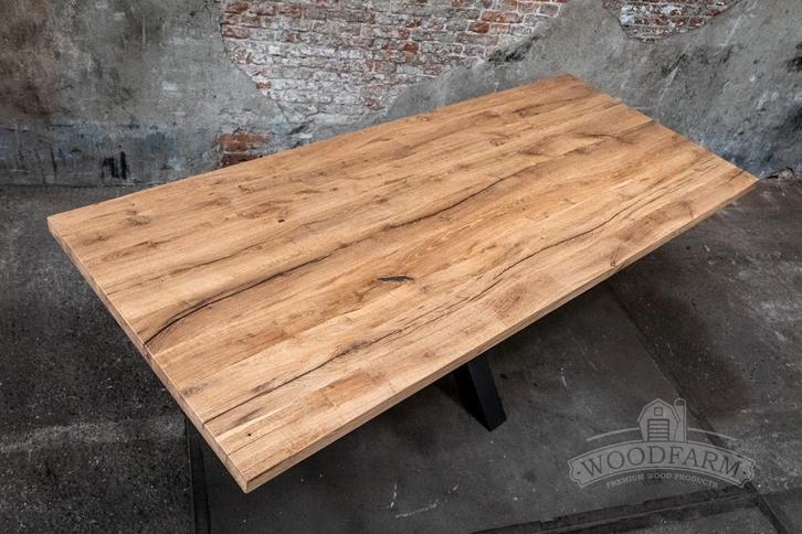 Oud eiken eettafel -  rechthoekig - rond - ovaal - maatwerk, Huis en Inrichting, Tafels | Eettafels, 50 tot 100 cm, 200 cm of meer