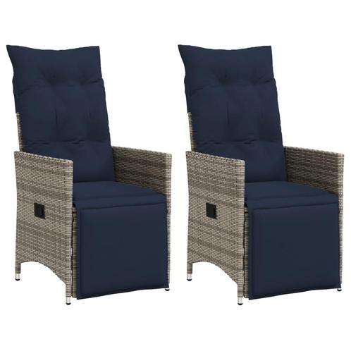 vidaXL Tuinstoelen 2 st verstelbaar met kussens poly rattan, Tuin en Terras, Tuinstoelen, Nieuw, Verzenden