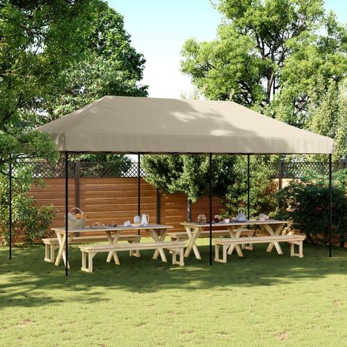 vidaXL Partytent inklapbaar pop-up 580x292x315 cm taupe, Tuin en Terras, Partytenten, Nieuw, Verzenden