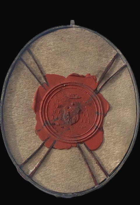 Reliekhouder - Brons, Glas, Textiel - 1850-1900 - 7 Heiligen, Antiquités & Art, Art | Art non-occidental