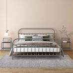 vidaXL Nachtkastjes 2 st metaal en glas grijs en zwart, Huis en Inrichting, Verzenden, Nieuw