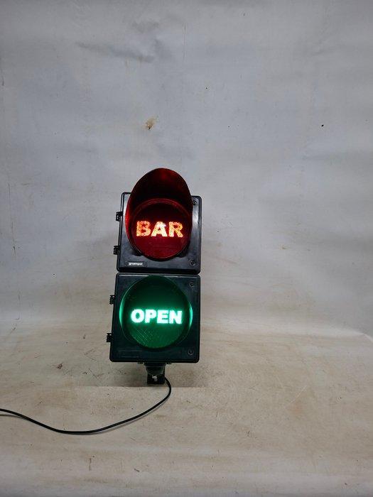 Stoplicht - Plastic - stoplicht BAR OPEN, Antiek en Kunst, Antiek | Wandborden en Tegels