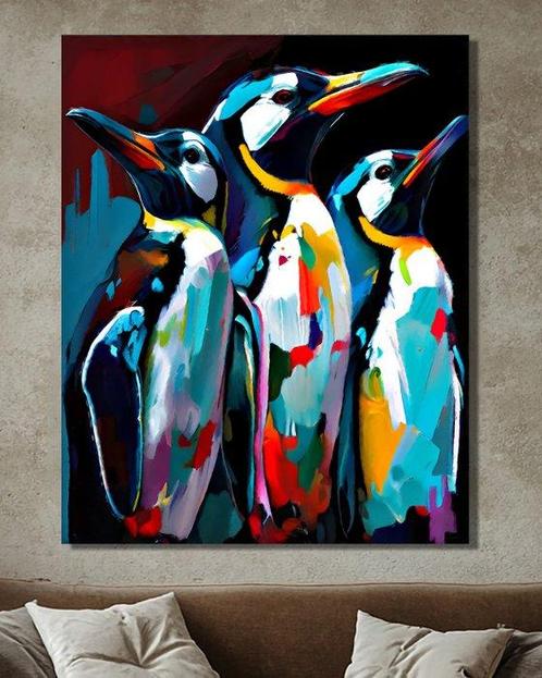 Michael Mey - The Gang (penguins), Antiek en Kunst, Kunst | Schilderijen | Modern