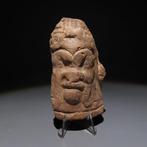 Oud-Egyptisch Terracotta Bes Hoofdfiguur. Romeinse, Verzamelen