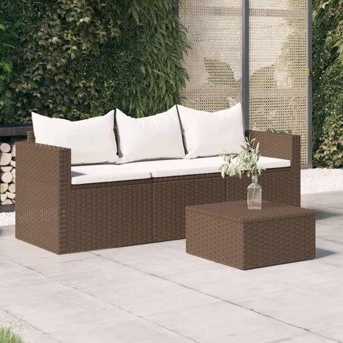 vidaXL Tuinbank 3-zits met kussens poly rattan bruin, Tuin en Terras, Tuinsets en Loungesets, Nieuw, Verzenden