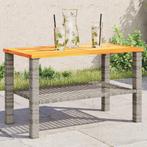 vidaXL Table de jardin gris 70x38x42 cm résine tressée, Verzenden