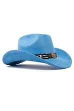 Cowboyhoed Blauw Gevlochten Band Blauwe Cowboy Western Hoed, Ophalen of Verzenden, Nieuw
