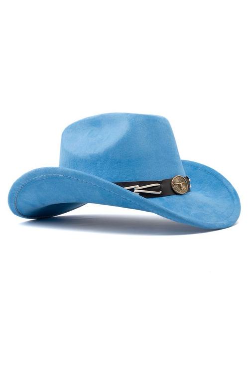 Cowboyhoed Blauw Gevlochten Band Blauwe Cowboy Western Hoed, Kleding | Heren, Carnavalskleding en Feestkleding, Nieuw, Ophalen of Verzenden