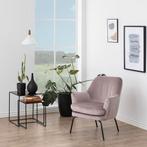 Fauteuil roze | velvet | metalen poten, Huis en Inrichting, Fauteuils, Verzenden, Nieuw, Metaal, 50 tot 75 cm