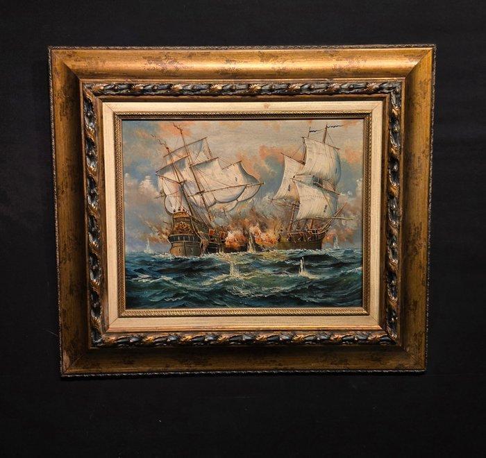 Spaanse school (XX) - Battaglia navale, Antiek en Kunst, Kunst | Schilderijen | Klassiek