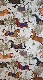 Raro tessuto Orientale con cavalli in corsa- 600x140cm -, Antiquités & Art