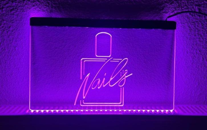 Nagels nails neon bord lamp LED verlichting reclame lichtbak, Huis en Inrichting, Lampen | Overige, Nieuw, Verzenden