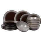 Handgemaakt servies - Earth Black - 18-delig | 6-persoons, Verzenden, Nieuw