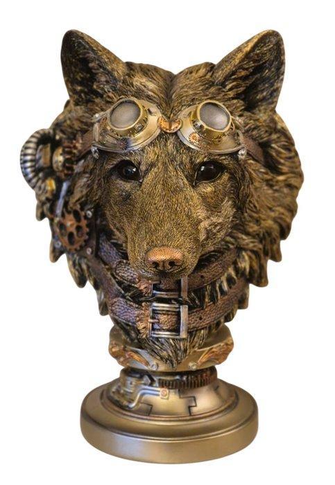 Beeld, Steampunk Wolf - 34 cm - Hars, Antiquités & Art, Art | Objets design