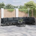 vidaXL Tuinbank Set met kussen 6 pcs Zwart Aluminium, Tuin en Terras, Verzenden, Nieuw