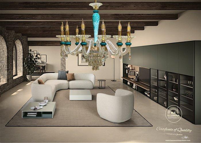 SLC Illumina - MG - Lustre - Cristal - Mod. Giada 12Luci, Antiek en Kunst, Kunst | Designobjecten