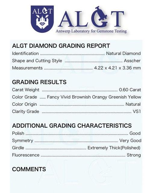 1 pcs Diamant (Natuurlijk gekleurd) - 0.60 ct - Smaragd -, Handtassen en Accessoires, Edelstenen