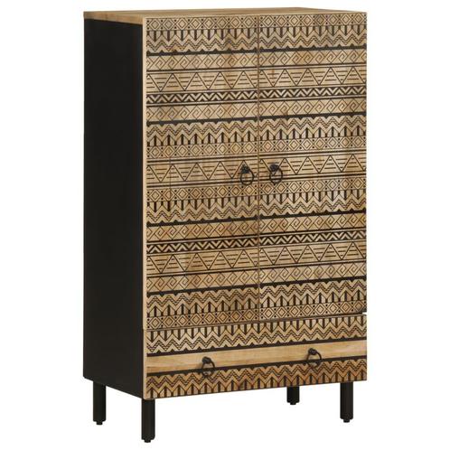 vidaXL Hoge kast 60x33,5x110 cm massief ruw mangohout, Huis en Inrichting, Woonaccessoires | Cd- en Dvd-rekken, Nieuw, Verzenden