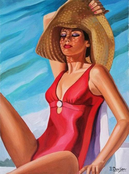 Yuri Denissov (1962) - Bain de soleil, Antiquités & Art, Art | Peinture | Moderne