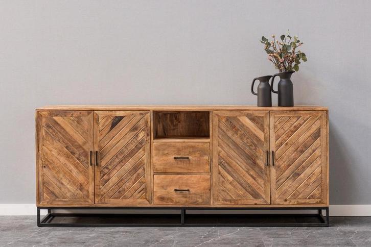Dressoir Mangohout Sabia 220 cm, Huis en Inrichting, Kasten | Dressoirs, Nieuw, Verzenden