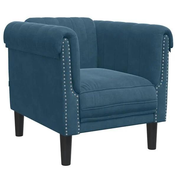 Fauteuil fluweel blauw | Retour Deal | 35% Korting, Huis en Inrichting, Fauteuils, Nieuw, Stof, Verzenden