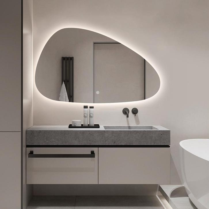 AKTIE - FENOME Badkamerspiegel LED verlichting Ovaal touche, Doe-het-zelf en Bouw, Sanitair, Nieuw, Verzenden