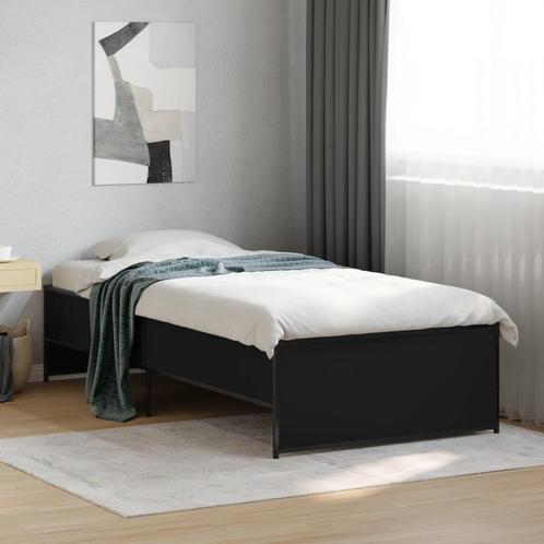 vidaXL Bedframe bewerkt hout en metaal zwart 90x200 cm, Huis en Inrichting, Slaapkamer | Bedden, Nieuw, Verzenden
