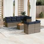 vidaXL 8-delige Loungeset met kussens poly rattan grijs, Tuin en Terras, Verzenden, Nieuw, Loungeset