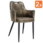 Stoelen | VICTORIA | Kunstleer/Metaal | Matte Olive |, Verzenden, Nieuw in verpakking