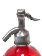 Fles - Oude modernistische rode bloemrijke sifon.