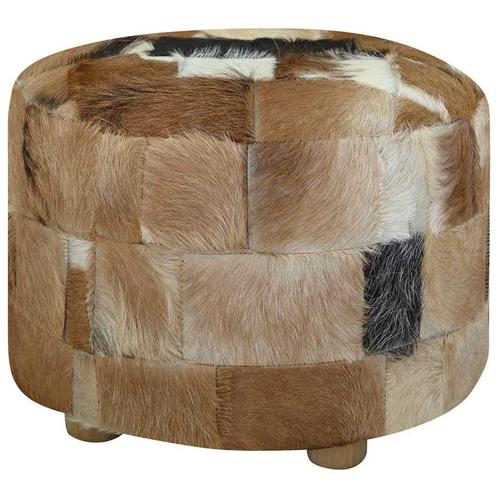 vidaXL Poef rond 50x50x45 cm echt leer, Huis en Inrichting, Zetels | Voetbanken en poefs, Nieuw, Verzenden
