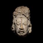 Maya Gips Hoofd van een edelman of priester. C. 200 - 750, Verzamelen, Mineralen en Fossielen