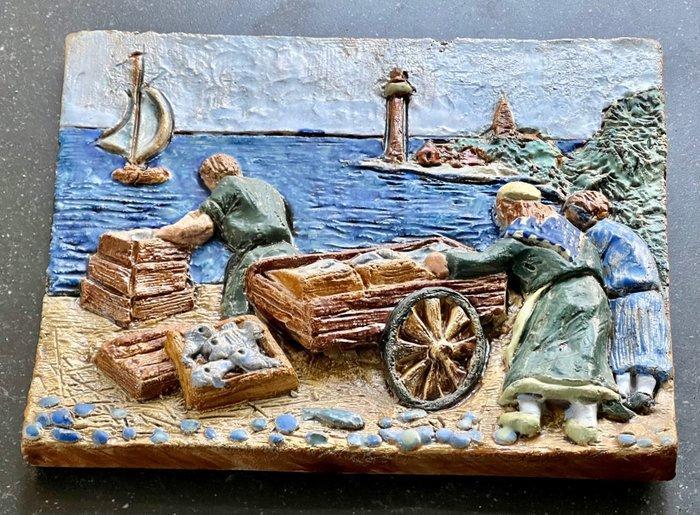 Industrial Tegel - De viskar / visvangst - Westraven Utrecht, Antiquités & Art, Antiquités | Verre & Cristal