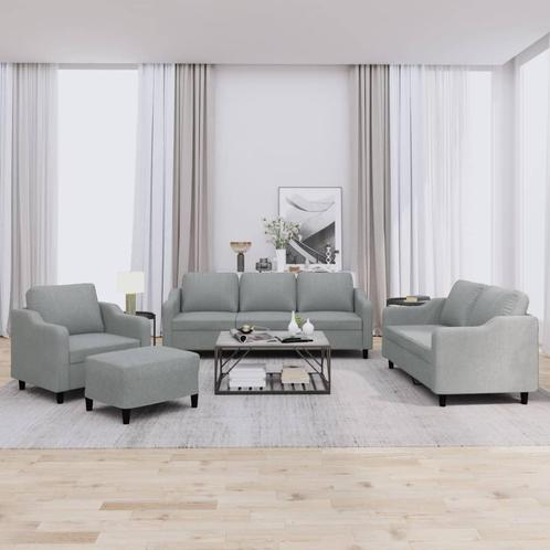 vidaXL 4-delige Loungeset met kussens stof lichtgrijs, Huis en Inrichting, Zetels | Zetels, Nieuw, Verzenden