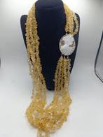 Quartz citron extra et camée sardonica naturelle - Collier