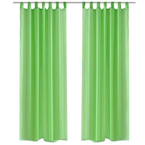 vidaXL Gordijn Appelgroen 140x175 cm (2 stuks), Huis en Inrichting, Stoffering | Gordijnen en Lamellen, Nieuw, Verzenden