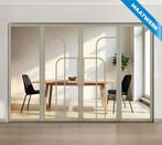 Dubbele stalen taatsdeur met glaspanelen Kiezelgrijs 4 Vlaks, Doe-het-zelf en Bouw, Nieuw, Metaal, Overige typen