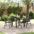 vidaXL 5-delige Tuinset Zwart Poly Rattan, Tuin en Terras, Tuinstoelen, Verzenden, Nieuw