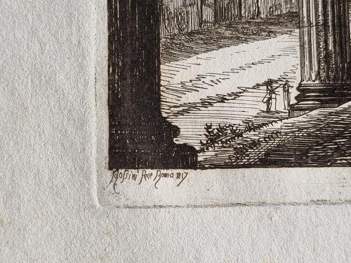 Luigi Rossini (1790–1857) - Veduta delle tre colonne di, Antiquités & Art, Antiquités | Autres Antiquités