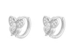 Veiling - Witte oorbellen vlinder motief briljant Moissaniet, Nieuw