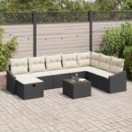 vidaXL 9-delige ligzetel set met kussens - Zwart Poly Rattan, Tuin en Terras, Verzenden, Nieuw