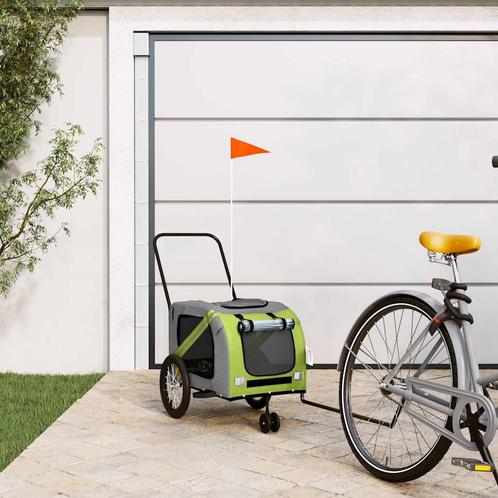 vidaXL Fietskar voor huisdieren, groen en grijs Oxford-stof, Dieren en Toebehoren, Overige Dieren-accessoires, Nieuw, Verzenden