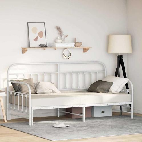 vidaXL Ligbedframe met Uittrekbed - Wit, 107x203 cm, Staal, Huis en Inrichting, Slaapkamer | Bedden, Nieuw, Verzenden
